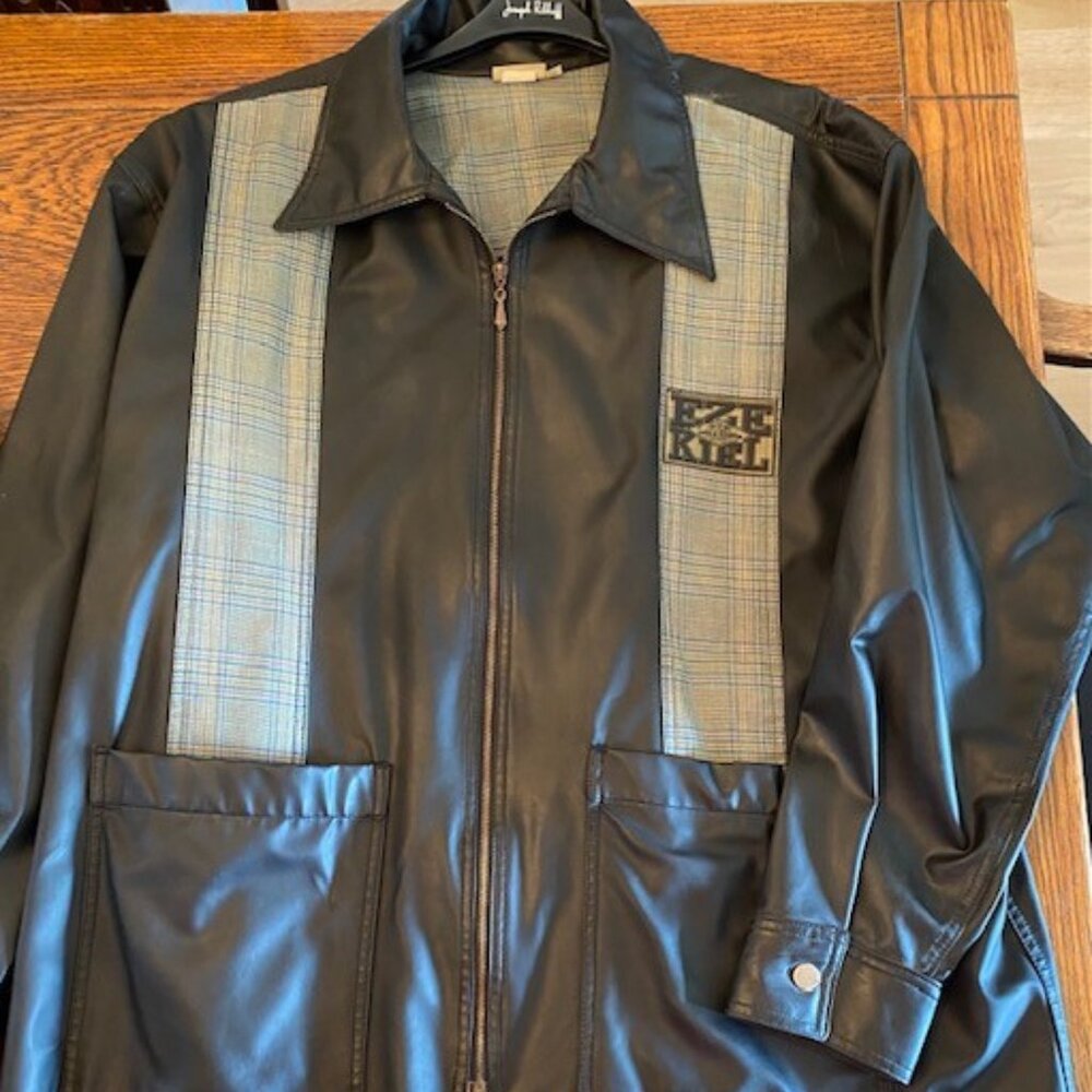 Men's Ezekiel Pleather Zip Rain Jacket - Size XL